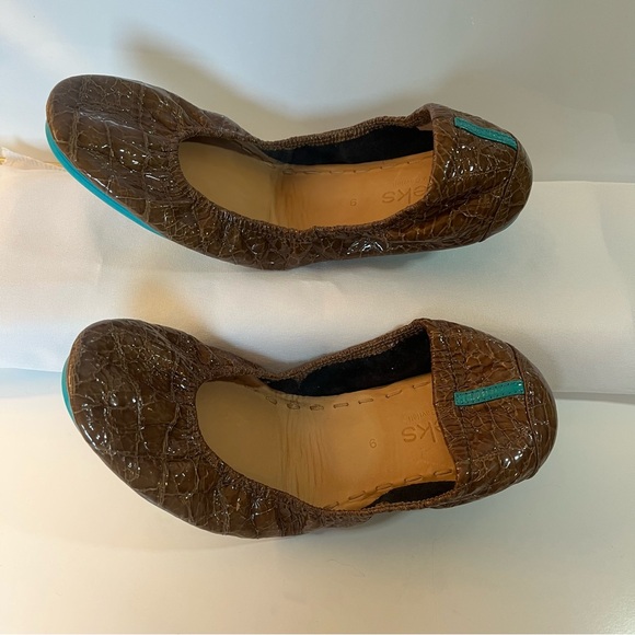 Tieks Women's Italian Leather Brown Croc Ballet Flats - Office 01 - Picture 5 of 15